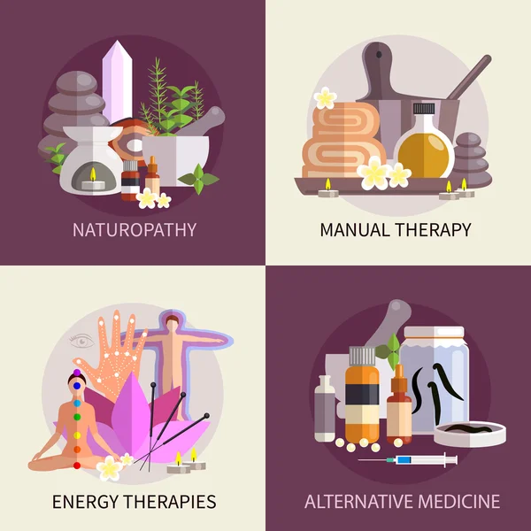 Alternative Medicine Design Concept Set — Stock Vector