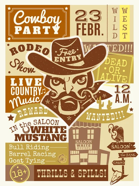 Cowboy Manifesto illustrazione — Vettoriale Stock