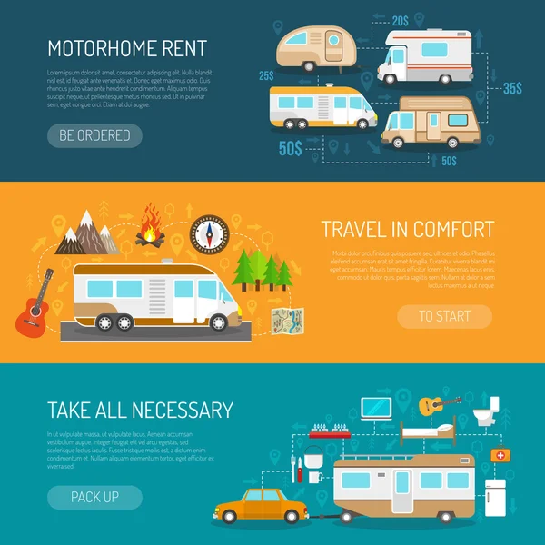 Recreational Vehicle Banners Set — 스톡 벡터