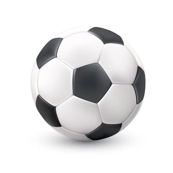 Bola de futebol realista branco preto imagem — Vetor de Stock
