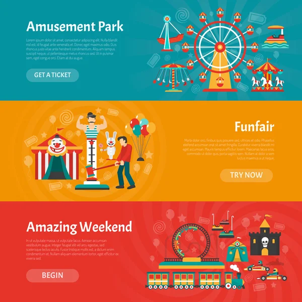 Juego de banner Funfair — Vector de stock