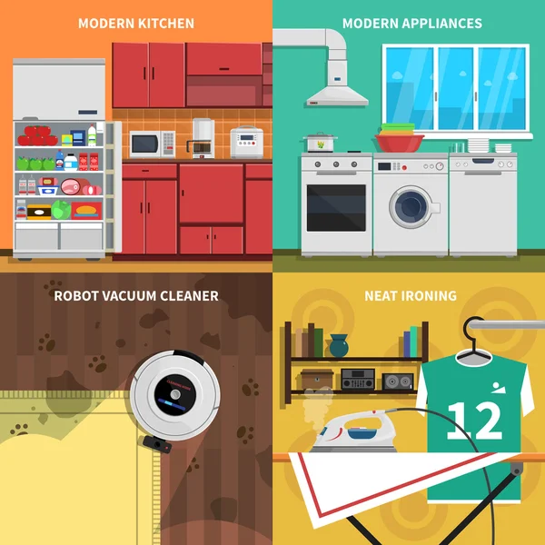 Household Appliances Concept Icons Set — Stockvector