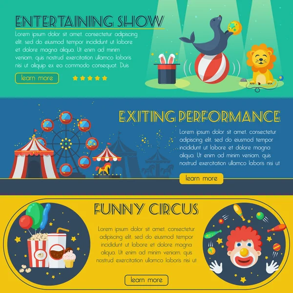 Conjunto de pancartas de circo — Vector de stock