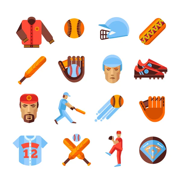 Baseball Icons Set — Stock Vector