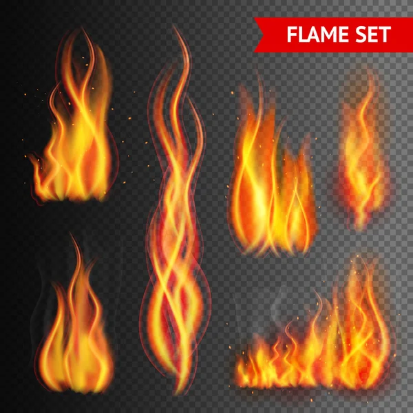 Feuer auf transparentem Hintergrund — Stockvektor