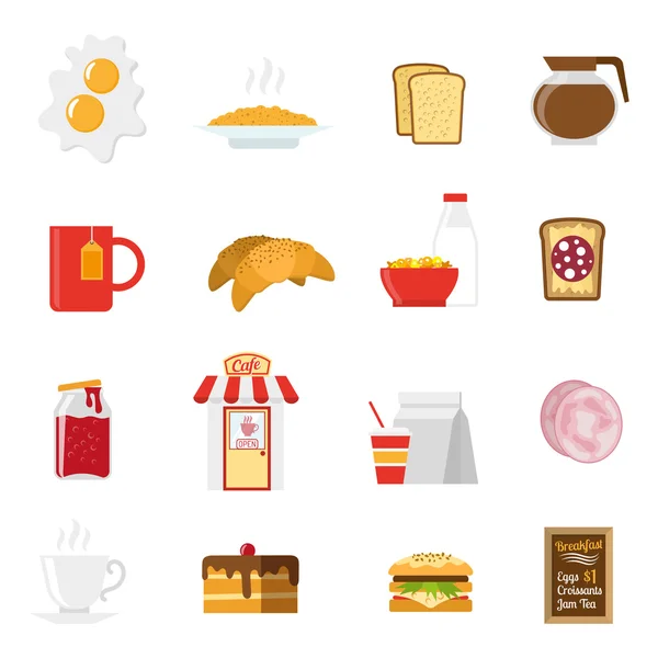 Conjunto de iconos de desayuno — Vector de stock