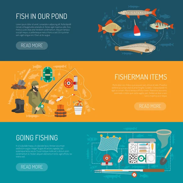 Fishing Banners Set — Stock Vector