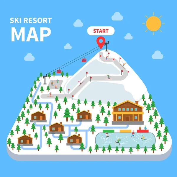 Carte des stations de ski — Image vectorielle