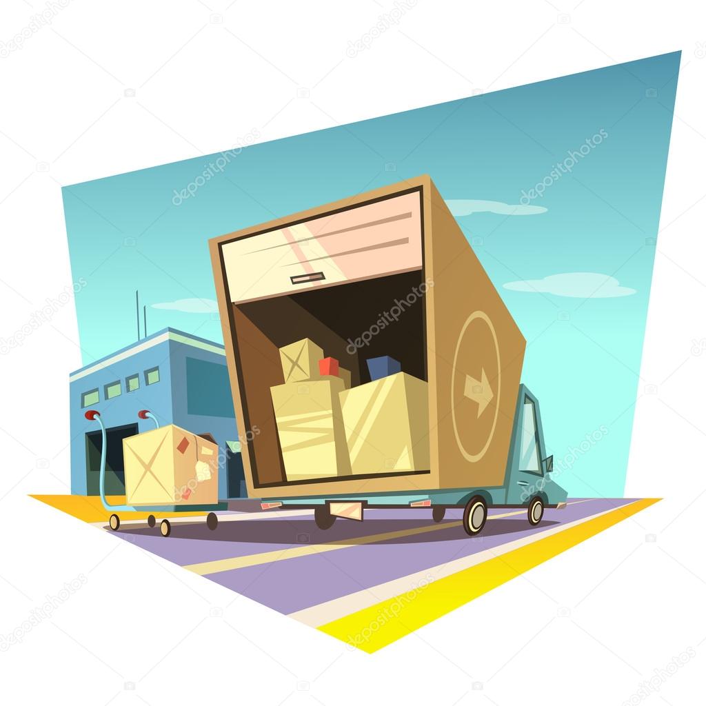 Warehouse cartoon illustration