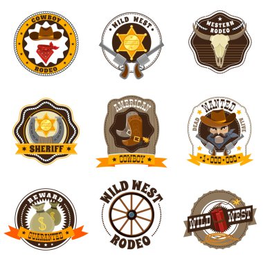 Kovboy etiketleri kümesi