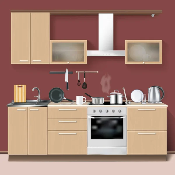 Interior de cocina realista — Archivo Imágenes Vectoriales