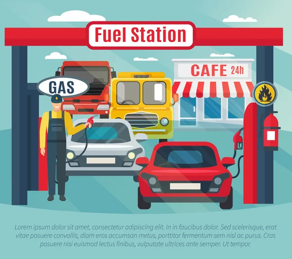 Stacja benzynowa ilustracji — Wektor stockowy