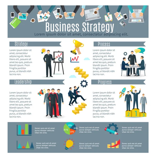 Conjunto de infográficos de estratégia empresarial — Vetor de Stock