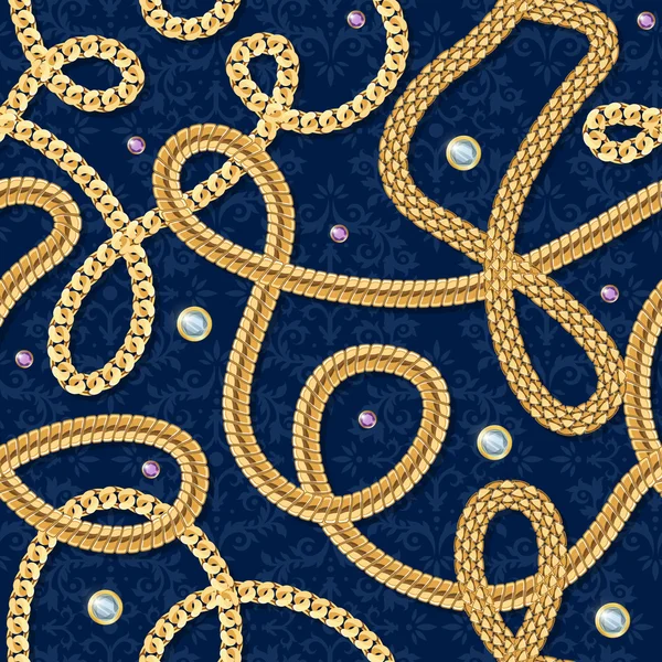 Chaîne d'or modèle sans couture — Image vectorielle