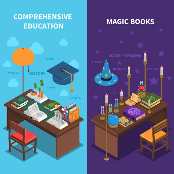 Livros e educação Banners Set — Vetor de Stock