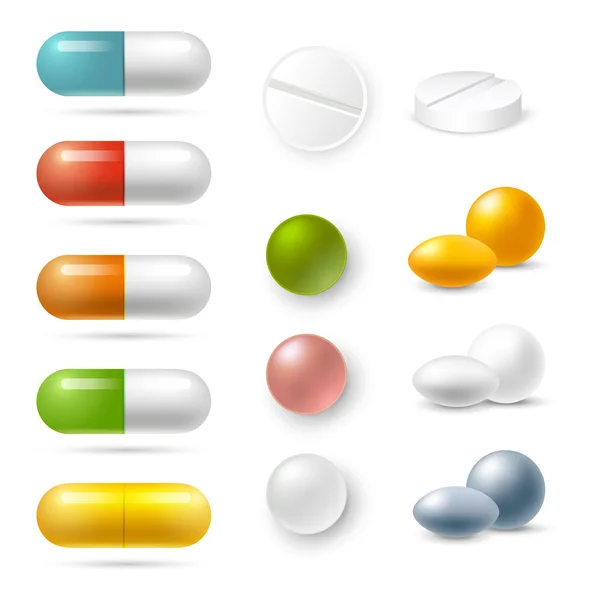 Conjunto de iconos de pastillas — Archivo Imágenes Vectoriales