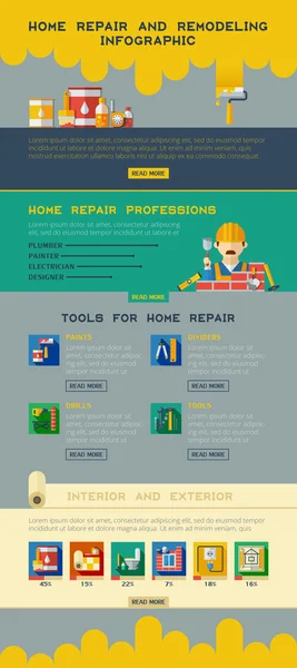 Reparación de hogar Remodelación Renovación Servicio Infografías — Vector de stock