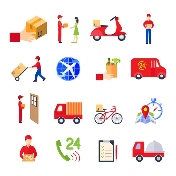 Flat Delivery Icon Set — Stock Vector