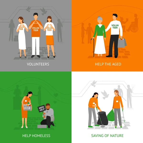 Concepto de diseño de voluntarios — Vector de stock