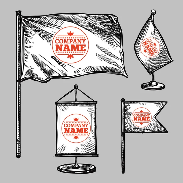 Sketch Logo Flags Set — Stok Vektör