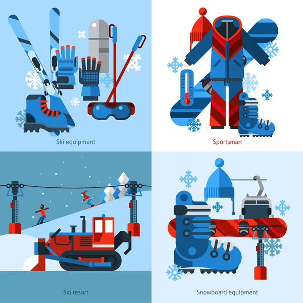 Skiing 2x2 Design Concept — Stok Vektör