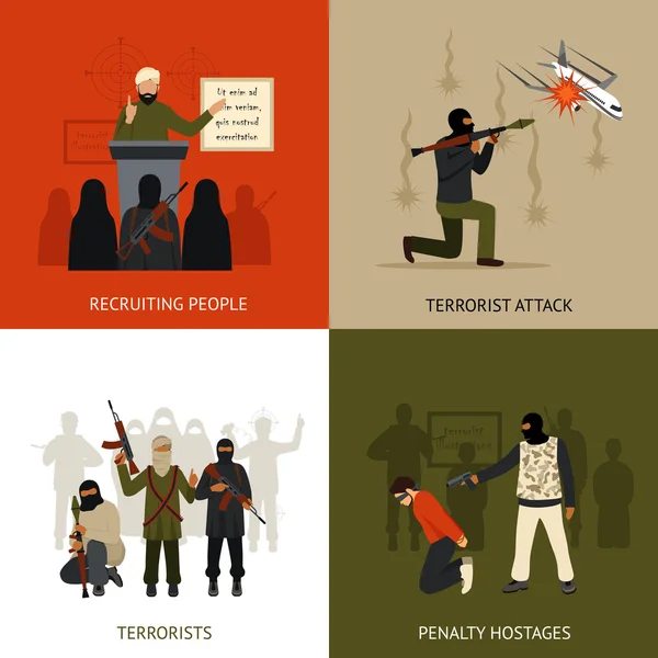 Τρομοκρατία σχεδιασμός έννοια σετ — Διανυσματικό Αρχείο