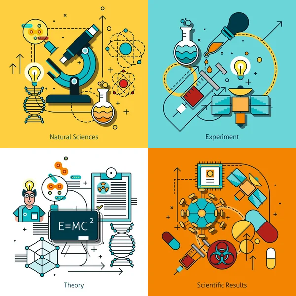 Science Concept Line Icons Set — Stock Vector