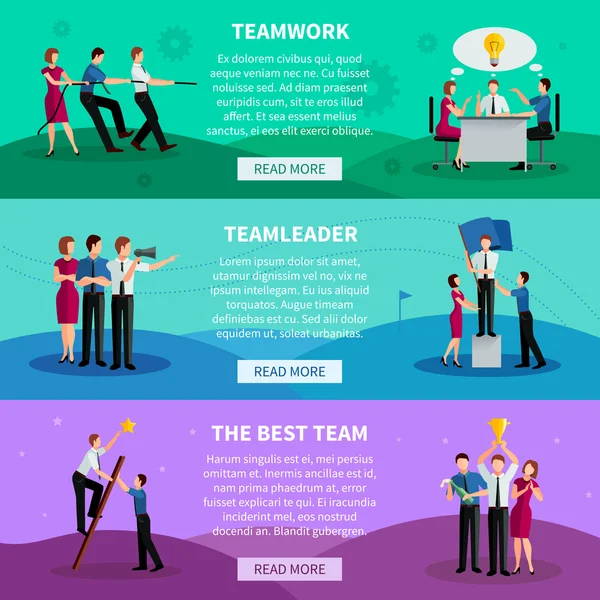 Teamwork Horizontal Banners — Stock Vector