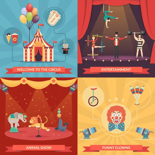 Zirkusshow 2x2 Designkonzept — Stockvektor