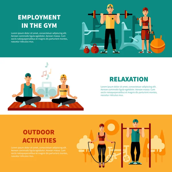 Fitness Set de bannere orizontale — Vector de stoc