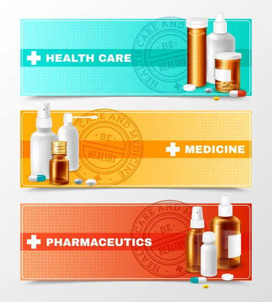 Medicines Banners Set — Stock Illustration Medicines Banners Set Royalty Free Stock Vectors