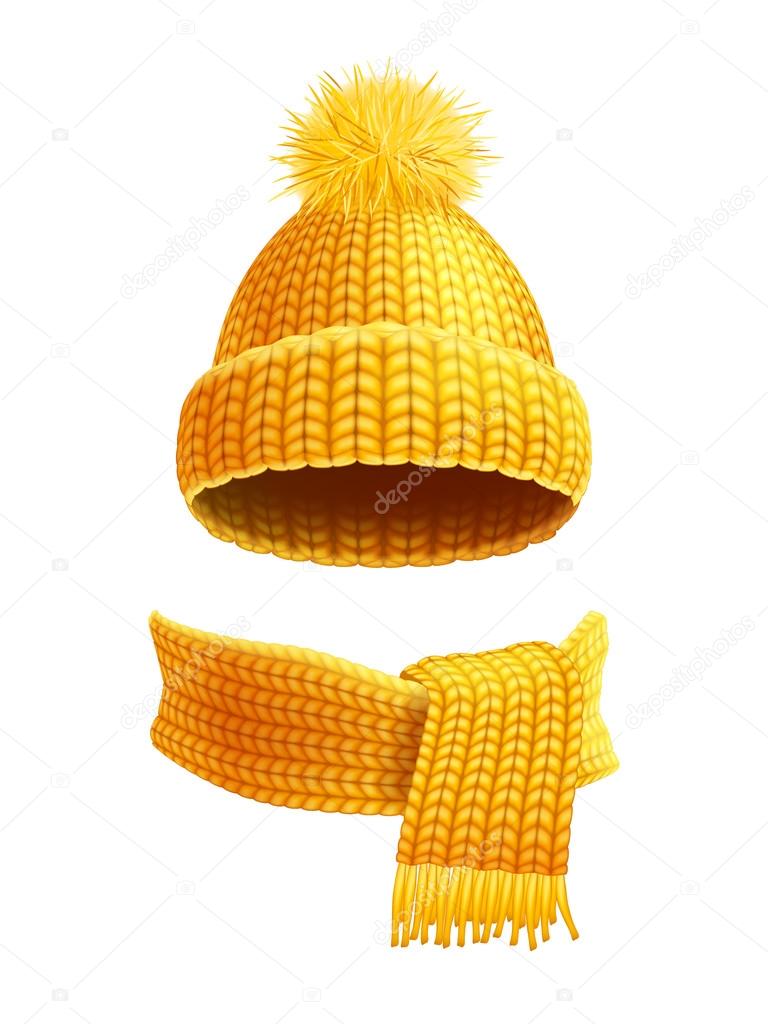 Knitted Hat And Scarf Flat Illustration