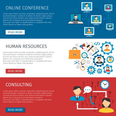 Human Resources Management Flat Banners Set