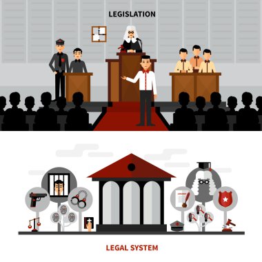 Legislation Law 2 Flat Banners Composition