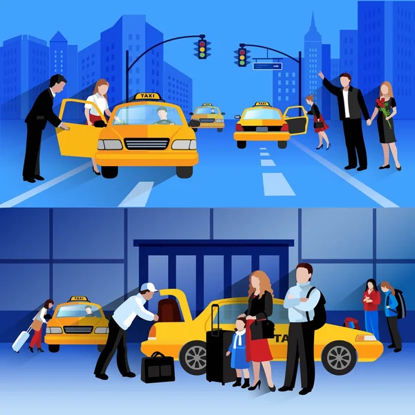 Bannières horizontales Service de taxi — Image vectorielle
