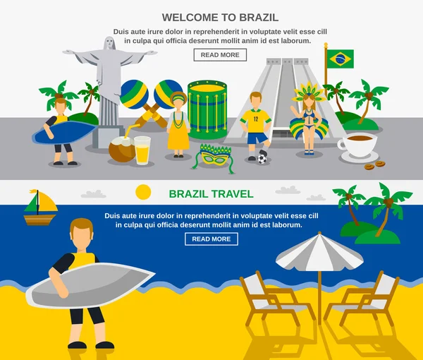 Brazilian Culture 2 Flat Banners Composition — Wektor stockowy