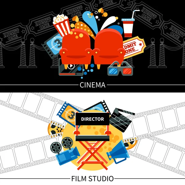 Banners de cinema conjunto — Vetor de Stock