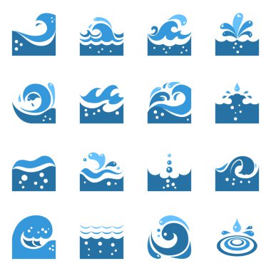 Mavi dalga Icons Set