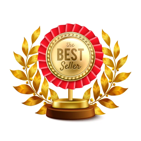 Best Seller Gold Medal Design realistico — Vettoriale Stock