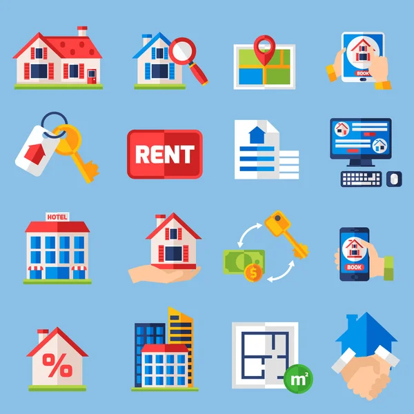 Rent and tenancy icons set — Stock Vector