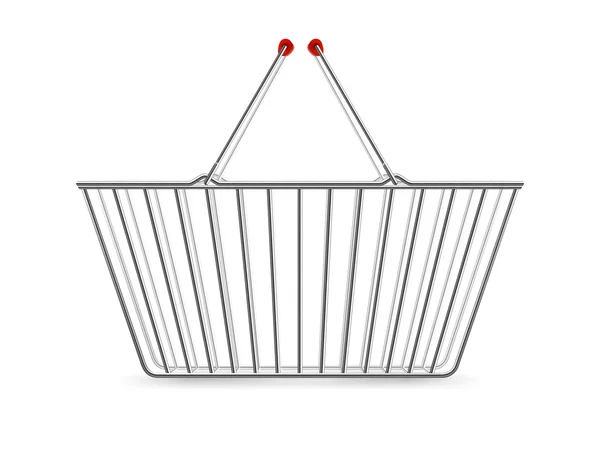 Kovový nákupní košík vyprázdnit realistické piktogram — Stockový vektor