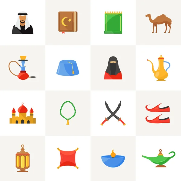 Arabische cultuur icons set — Stockvector