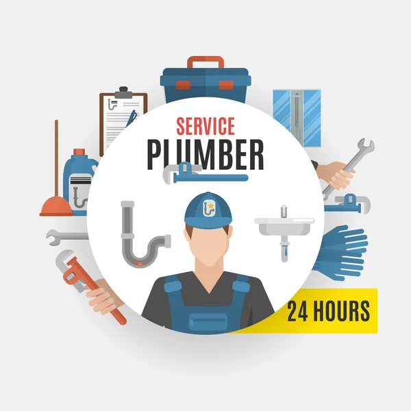 Plumber Service Design Concept — Stok Vektör