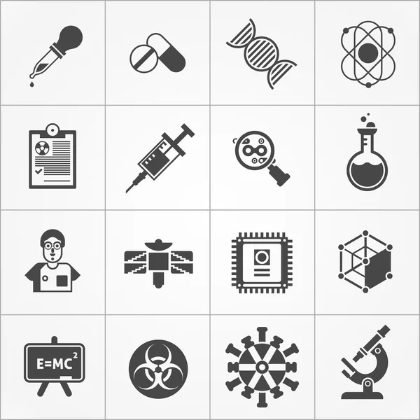 Science Black White Icons Set — ストックベクタ