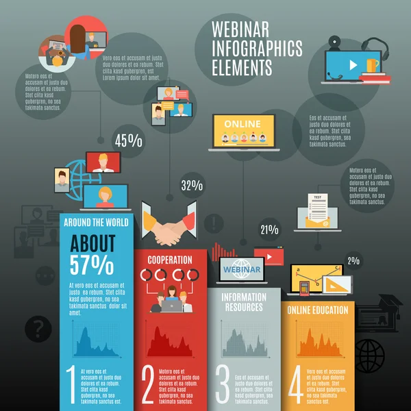 Webinar Layout plano infográfico — Vetor de Stock