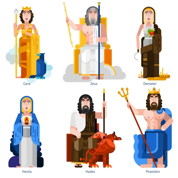 Olympic Gods Decorative Icons Set — Stock vektor