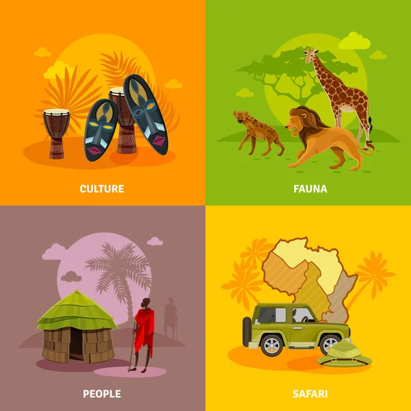 Conjunto de iconos de concepto de África — Vector de stock