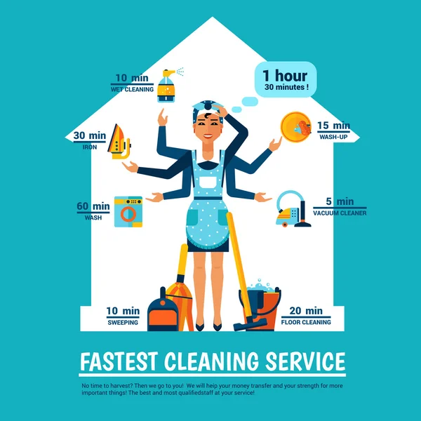 Woman Cleaning Vector Illustration — 图库矢量图片