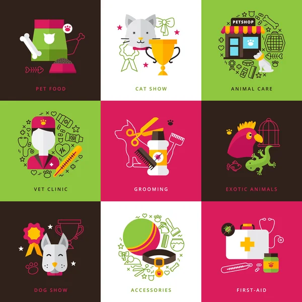 Iconos Veterinarios Composiciones — Vector de stock