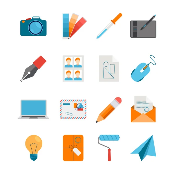 Platte Icons Set voor Web- en grafisch ontwerp — Stockvector